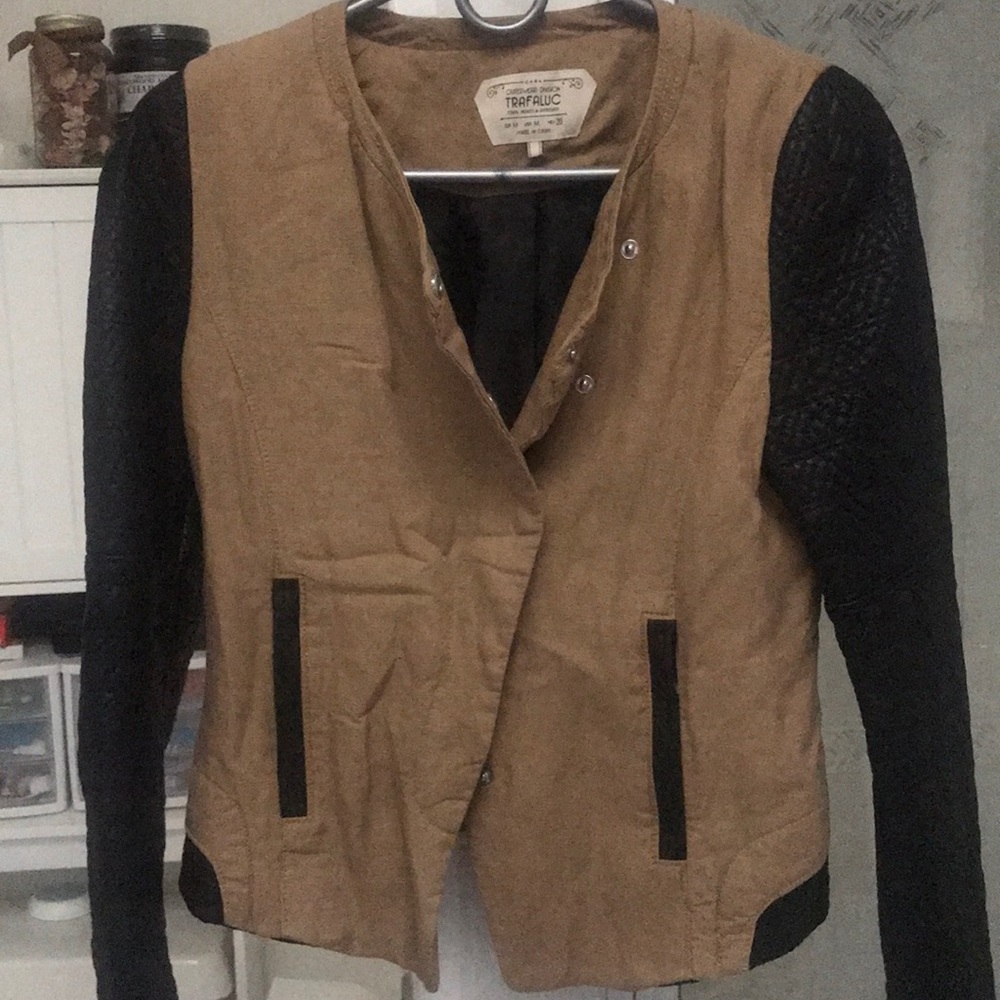 Zara size M leather arm bomber jacket